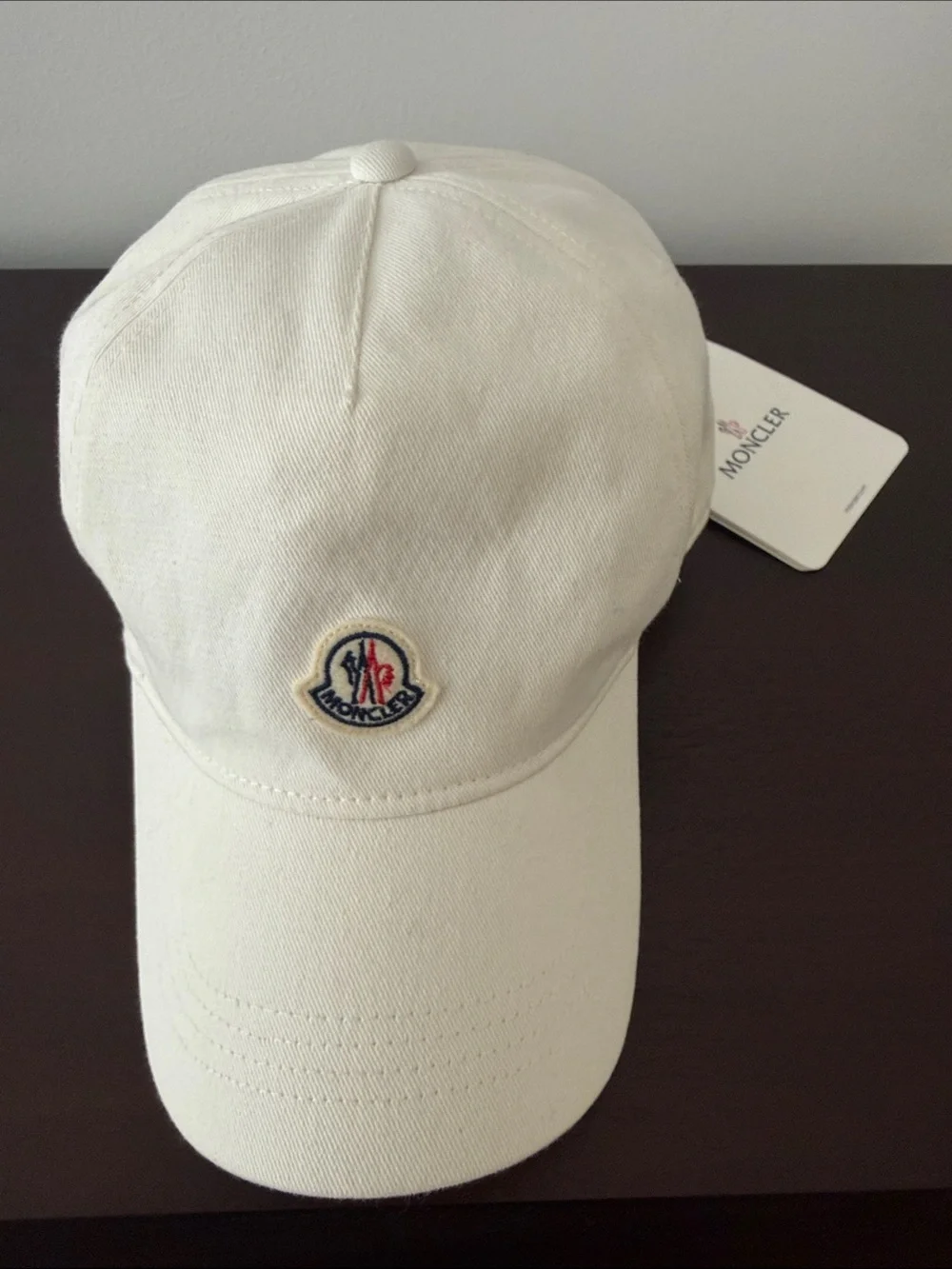 Moncler White Logo Baseball Cap with Patch